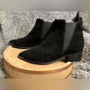Marc Fisher Mlyale Suede Leather Ankle Pointed Toe Booties Boots Black 7.5
